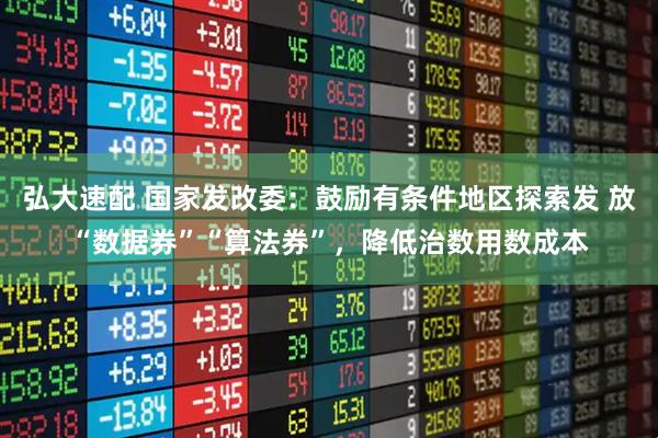 弘大速配 国家发改委：鼓励有条件地区探索发 放“数据券”“算法券”，降低治数用数成本
